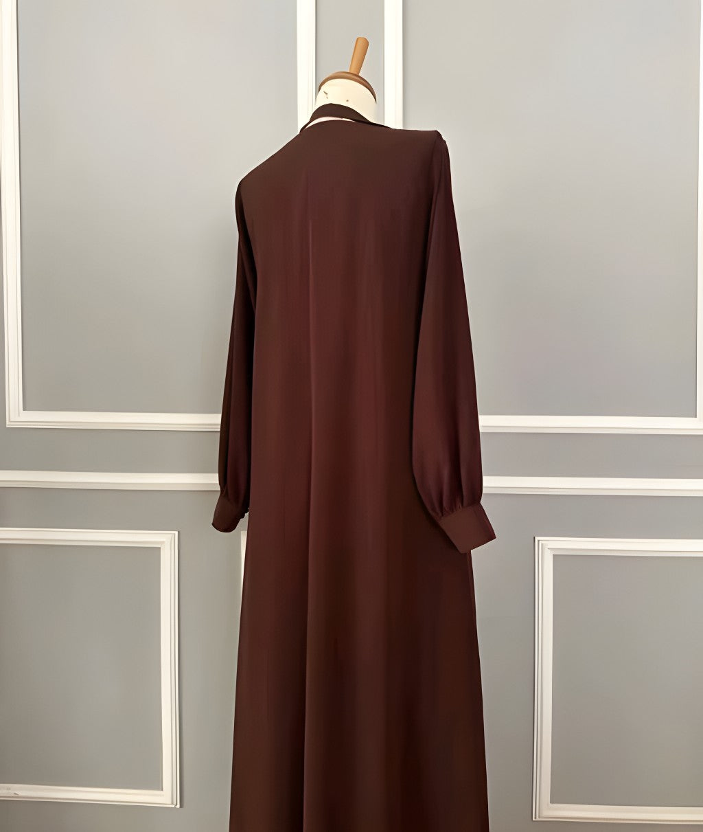 Elegant Plain Brown Ruffle Abaya